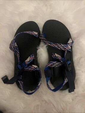 Chaco Black Sandals with Blue Patterned Straps